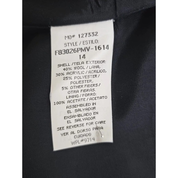 PROPHECY BY SAG HARBOR ~Woman Size 14~ Black/Gray Plaid Print Wool Blend Blazer. - Picture 5 of 12